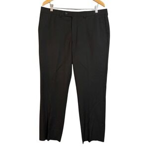 SUPER 110'S Wool Blend Haze Dress Pants Black Classic Fit Mens Size 38